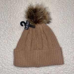 Women’s Lauren by Ralph Lauren winter knit faux fur pom pom hat